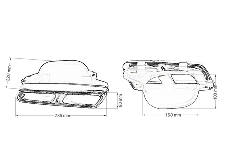 Exhaust Tip 285x80mm enter 97x160mm Mercedes W212
