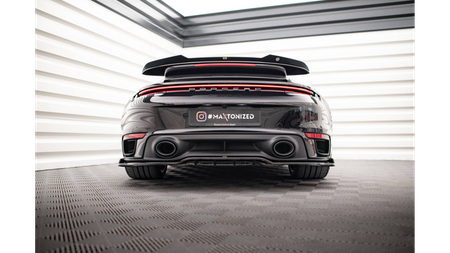 Central Rear Splitter (with vertical bars) Porsche 911 Turbo S 992 Gloss Black