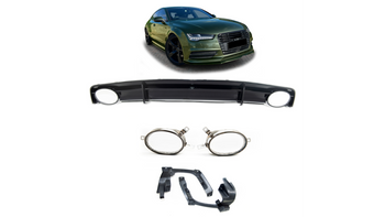Diffuser Audi A7 C7 Facelift Rear with Pipes