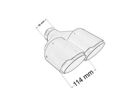 Exhaust Tip 114mmx2 enter 76mm Carbon Matte