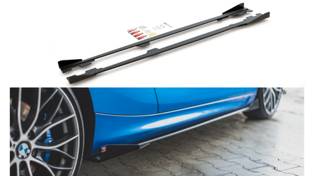 Racing Durability Side Skirts Diffusers + Flaps BMW 1 F21 M135i / M140i / M-Pack Black + Gloss Flaps