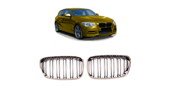Grill BMW 1 F20 F21 podwójne żeberka Chrome & Black