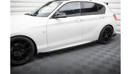 Dokładki Progów Racing Durability v.2 + Flaps BMW 1 F20 M135i / M140i / M-Pack Black + Gloss Flaps