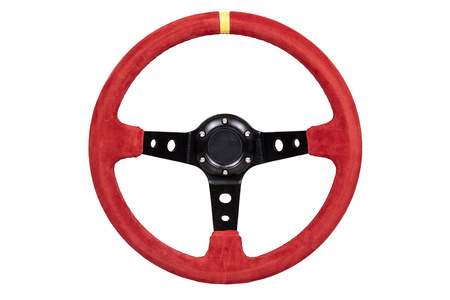 Kierownica Pro 350mm offset:80mm Zamsz Red