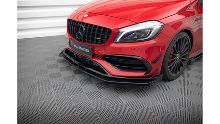 Splitter Mercedes-Benz A W176 Facelift Front Pro + flaps Black-Red