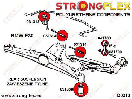 Rear anti roll bar link to anti roll bar bush