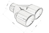 Exhaust Tip 89mmx2 enter 63mm Black Chrome Right