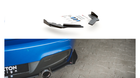 Splitter BMW 1 F20 M-Pack Tył Boczne Racing Durability Black + Gloss Flaps