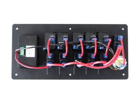 Switch panel ALU,ON-OFFx5, 1xZ, BA 3x5A 2x10A 1x15A IP68