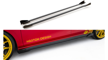 Side Skirts Volkswagen Golf GTI Clubsport Mk8 Street Pro Facelift Black-Red + Gloss Flaps