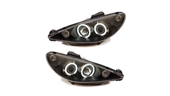 Headlights Halogen Projector Black CCFL suitable for PEUGEOT 206 Hatchback CC SW 1998-2012