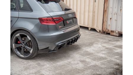 Splitter Audi RS3 8V Sportback Rear Side Racing Durability Black + Gloss Flaps