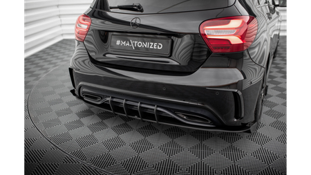 Splitter Mercedes-Benz A W176 Facelift Rear Side Street Pro Black + Gloss Flaps