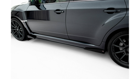 Side Skirts Subaru Impreza WRX STI Mk3 Facelift Street Pro Black-Red + Gloss Flaps