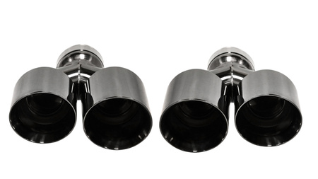 Końcówka Tłumika 101mmx2 wejście 76mm Black Chrome Zestaw