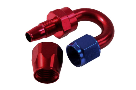Reusable swivel hose end 180deg AN8