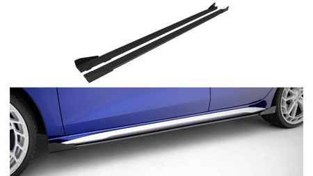 Side Skirts Audi A3 S-Line S3 8Y Facelift Street Pro Black + Gloss Flaps