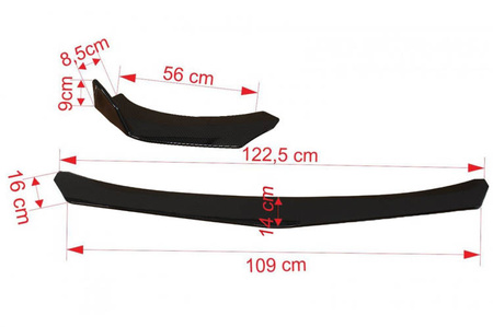 Universal front bumper splitter 3 pc. Carbon Look