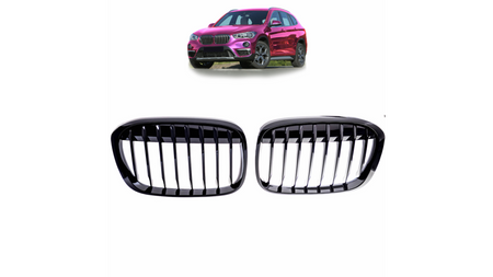 Grill BMW X1 F48 pojedyncze żeberka Gloss Black