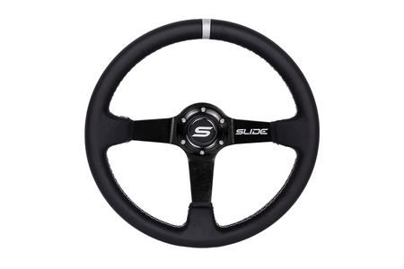 Kierownica SLIDE 350mm offset:90mm Skóra Silver Strip