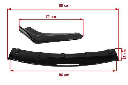 Universal Car Front Bumper Lip Spoiler (3 pcs) Gloss Black