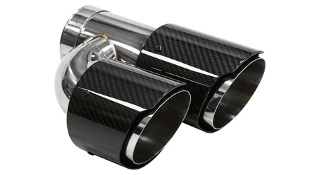 Końcówka tłumika 101mmx2 wejście 70mm Carbon Gloss Zestaw 