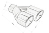 Exhaust Tip 89mmx2 enter 63mm Black Chrome Left