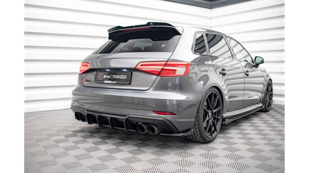 Splitter Audi S3 8V Facelift Rear Side Street Pro Black + Gloss Flaps