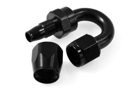 Reusable swivel hose end 180deg AN10 black