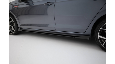 Side Skirts Volkswagen Polo GTI Mk6 Street Pro Facelift Black + Gloss Flaps