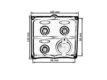 Switch Panel 12V SPST/ON-OFFx3, 2xUSB, 2B 15A IP68