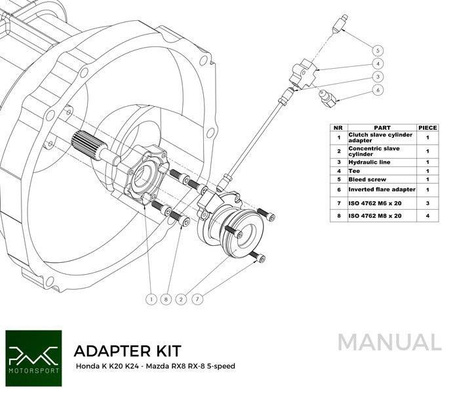 Koło zamachowe do konwersji Honda K K20 K24 - Mazda RX-8 5-biegów - 240mm / 9.45"