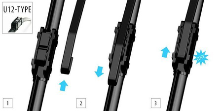 Flat frameless silicon wiperblade 700 mm (hook 12 mm)