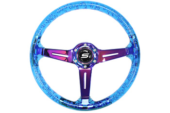 Steering wheel SLIDE 350mm offset:70mm NeoChrome Acrylic Blue