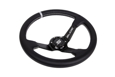 Kierownica SLIDE 350mm offset:90mm Skóra Silver Strip