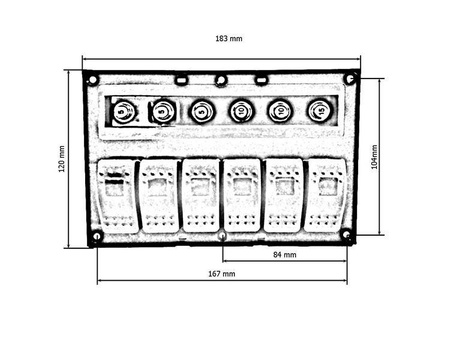 Switch 12/24V IP68 ON-OFFx6, 6xB 3x5A 2x10A 1x15A