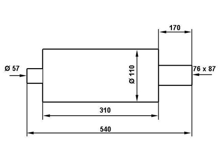 Rear Muffler TurboWorks 76x87mm inlet 57mm