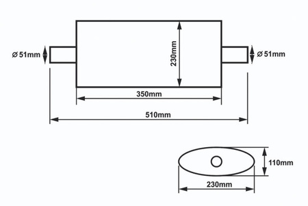 Center Muffler 51mm SLIDE 304SS 350mm