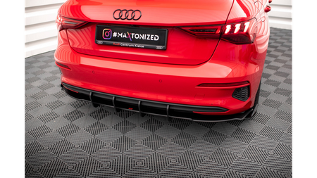 Diffuser Audi A3 8Y Rear Valance Black + Gloss Flaps