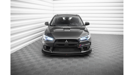 Splitter Mitsubishi Lancer EVO X Przód Street Pro Black-Red + Gloss Flaps