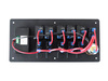 Switch panel ALU,ON-OFFx5, 1xZ, BA 3x5A 2x10A 1x15A IP68