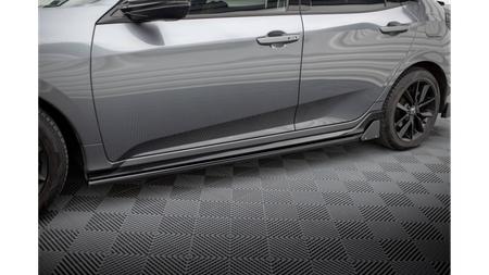 Diffuser Honda Civic X Sport Side Skirts + Flaps Gloss Black