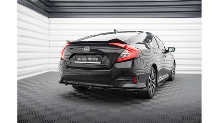 Splitter Honda Civic X Rear Side Street Pro Black + Gloss Flaps