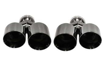 Exhaust Tip 101mmx2 enter 76mm Black Chrome Set