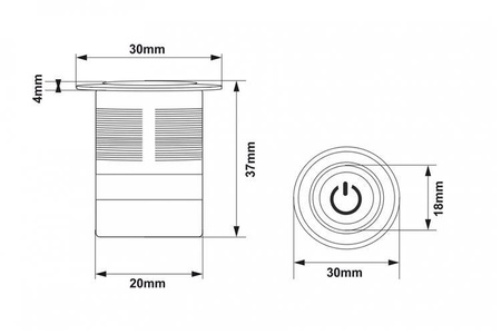 Switch 304SS 10A 22mm ON-OFF White