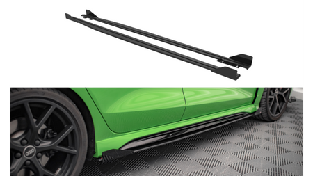 Dokładka Audi RS3 8Y Progi Street Pro Black-Red + Gloss Flaps