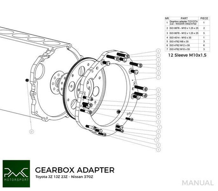 Gearbox adapter plate Toyota JZ 1JZ 2JZ - Nissan 350Z Z33 370Z Z34 CD009