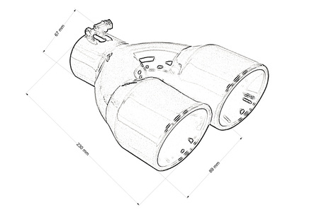 Exhaust Tip 89mmx2 enter 67mm Black