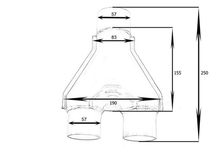 Y-Pipe trójnik wydechowy 2,25-2,25"