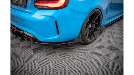 Splitter BMW 2 F87 M-Pack Tył Boczne Street Pro Black-Red + Gloss Flaps